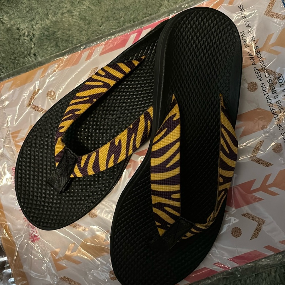 Animal print Chacos slides just in time for LSU Tigers football!